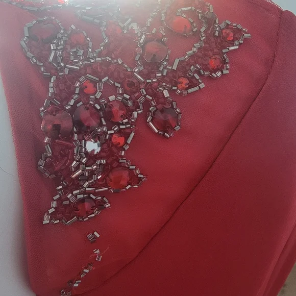 La Perla red sheath cocktail dress with beading shoulder details size 6 - Picture 6 of 15